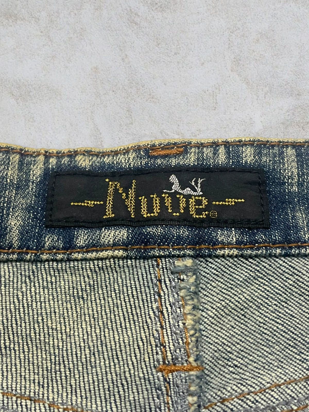 Nude Bad Girl Nuve Fade Wash Wax And Leather Style Flare Jeans Size 26" / US 2 / IT 38 - 14 Thumbnail