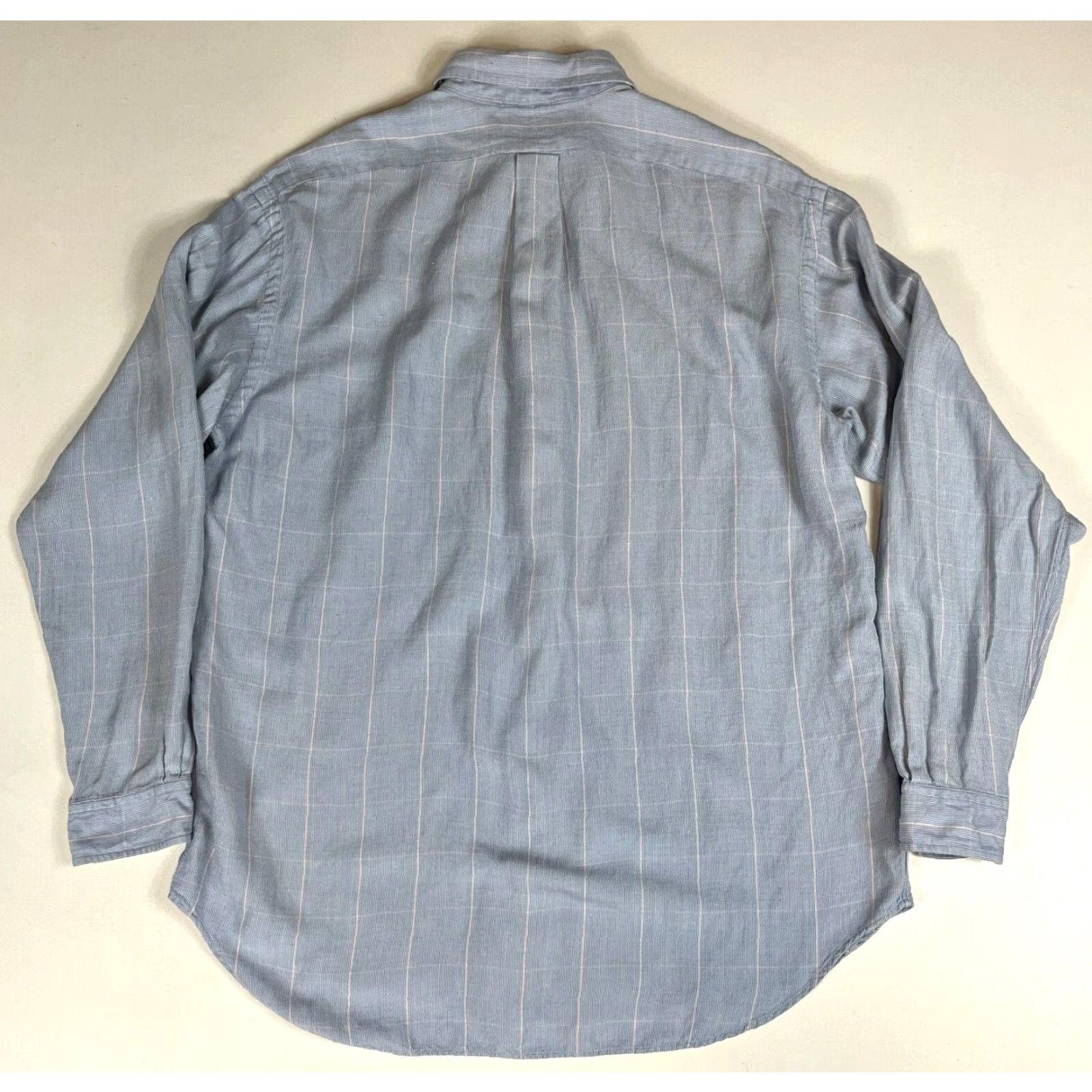 Ralph Lauren Ralph Lauren Golf Tilden Button-Down Shirt Window Pane Silk Linen Sz L Mens Long Sleeve Blue Size US L / EU 52-54 / 3 - 5 Thumbnail