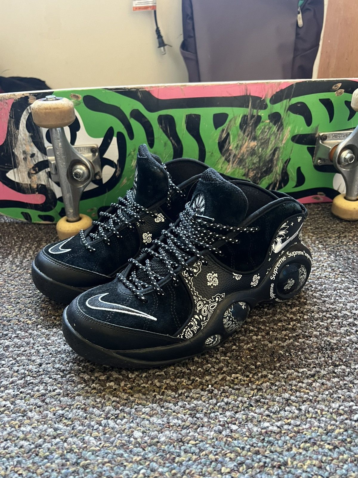 Nike × Supreme Supreme Zoom Flight 95 “Black Paisley” Size US 9 / EU 42 - 1 Thumbnail