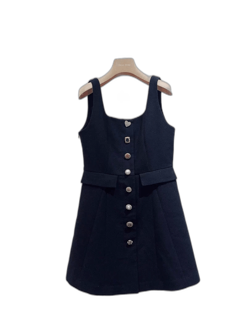 Chloe Cute Black Dress with Fun Buttons Size XS / US 0-2 / IT 36-38 - 1 Thumbnail