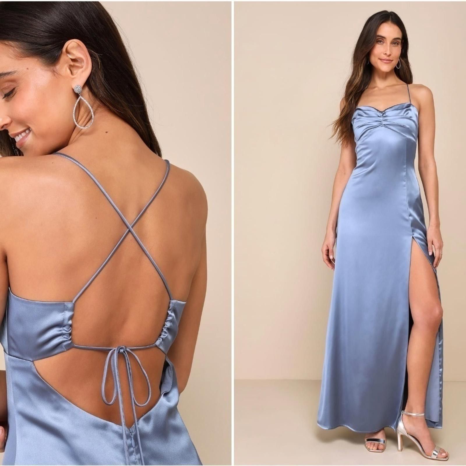 Lulus LULUS Prom Wedding Bridesmaid Sexy SatinElegant Maxi Dress Size S / US 4 / IT 40 - 1 Thumbnail