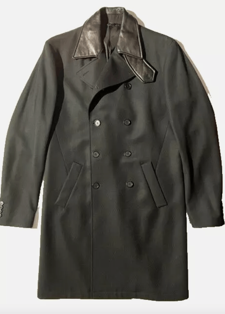Helmut Lang Rare Vtg HELMUT LANG Archival Black Wool & Leather DB Coat Size US L / EU 52-54 / 3 - 1 Thumbnail