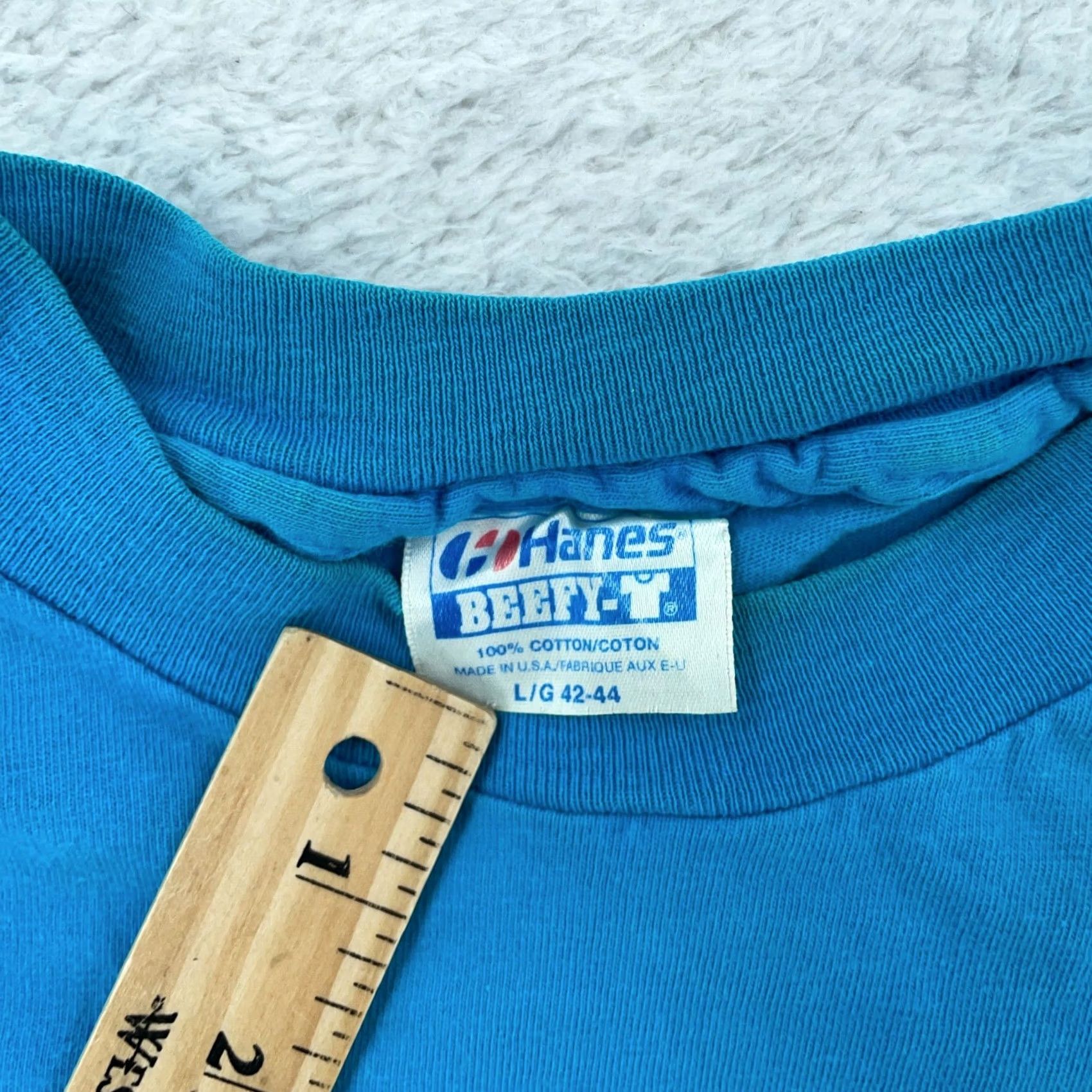 Hanes VINTAGE Hanes Beefy T-Shirt Mens M Blue Cotton Short Sleeve USA Shirt Size US M / EU 48-50 / 2 - 6 Thumbnail