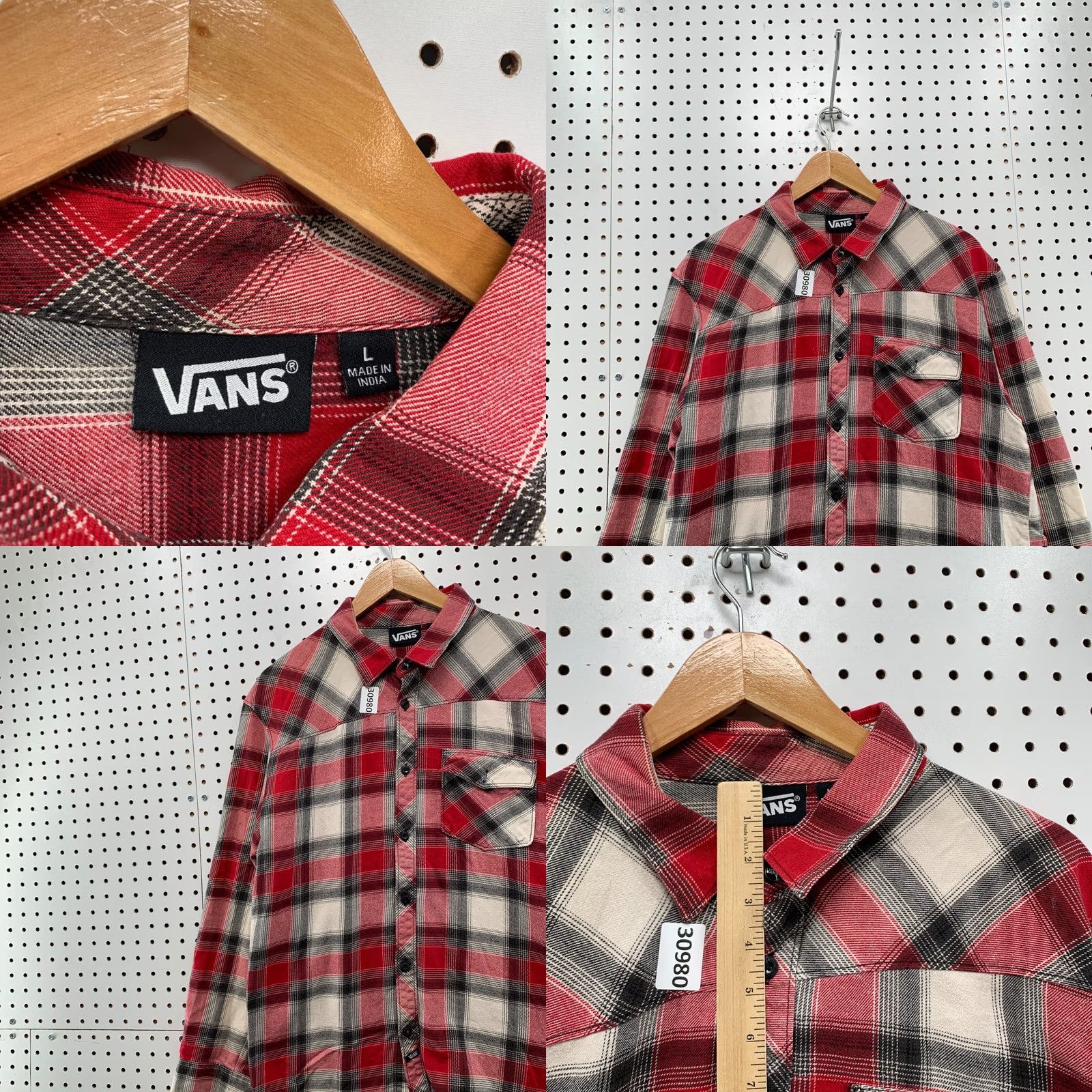 Vans VAns Button-Up Flannel Shirt Mens Large Red Plaid Long Sleeve Button-Up Shirt Mens Large Red White Plaid •Van s• Size US L / EU 52-54 / 3 - 8 Thumbnail