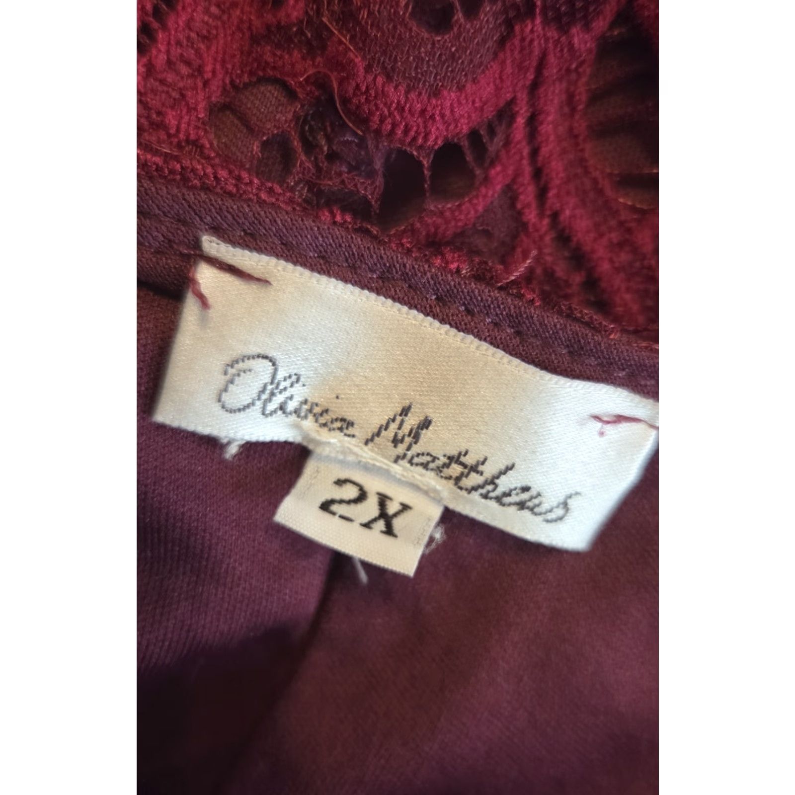 Vintage VINTAGE? No. Burgundy Lace Olivia Mathews Lined Cocktail Dress Goth Boho 2X Size XXL / US 16-18 / IT 52-54 - 3 Thumbnail