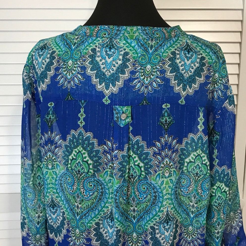 Other Sara Michelle Royal Blue Boho Paisley Sheer Tunic Blouse L Size L / US 10 / IT 46 - 5 Thumbnail