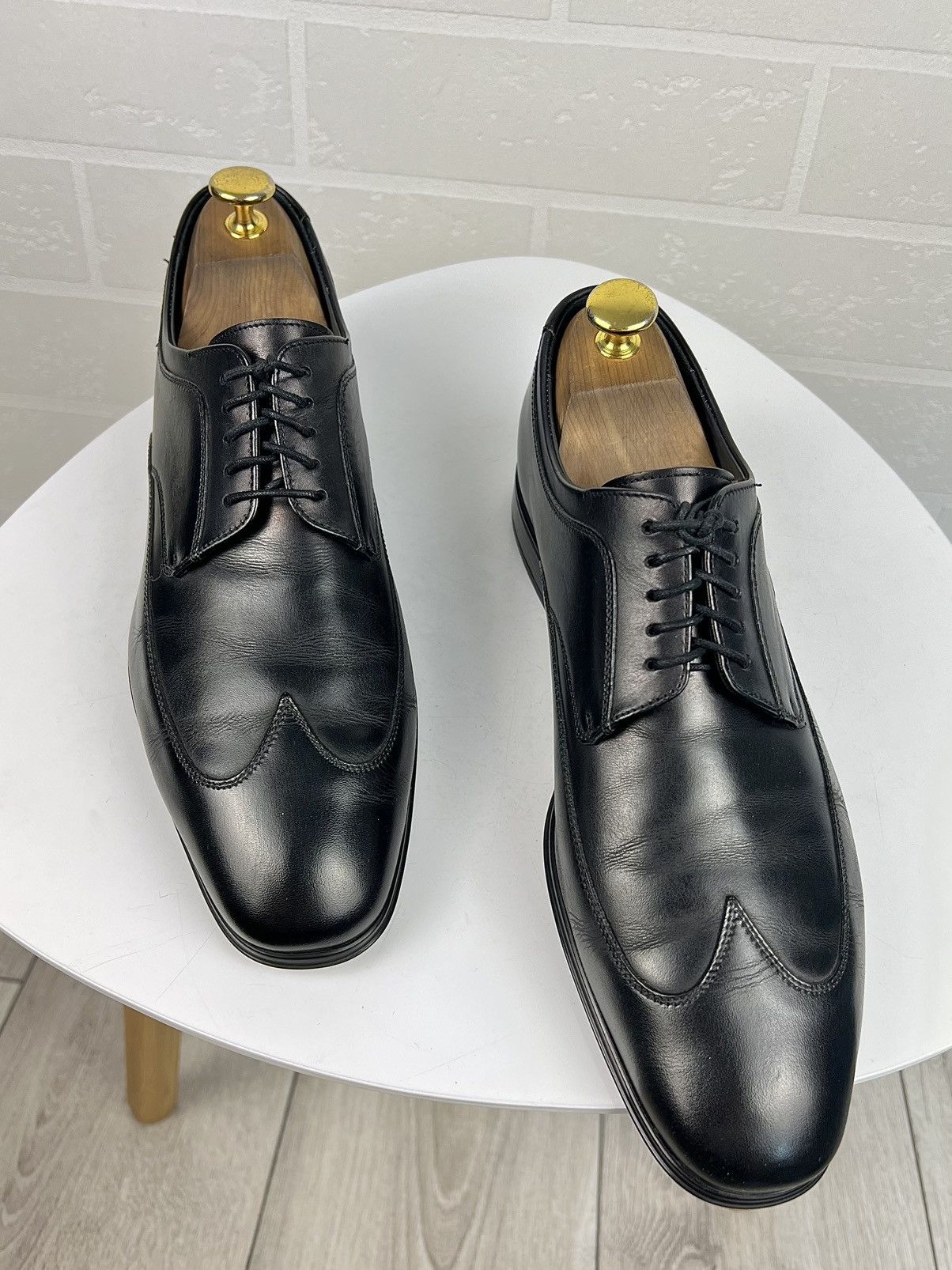 Salvatore Ferragamo Classic Black Leather Derbys SALVATORE FERRAGAMO BLACK Leather Derby Cape Toe Shoes Men  main image 3
