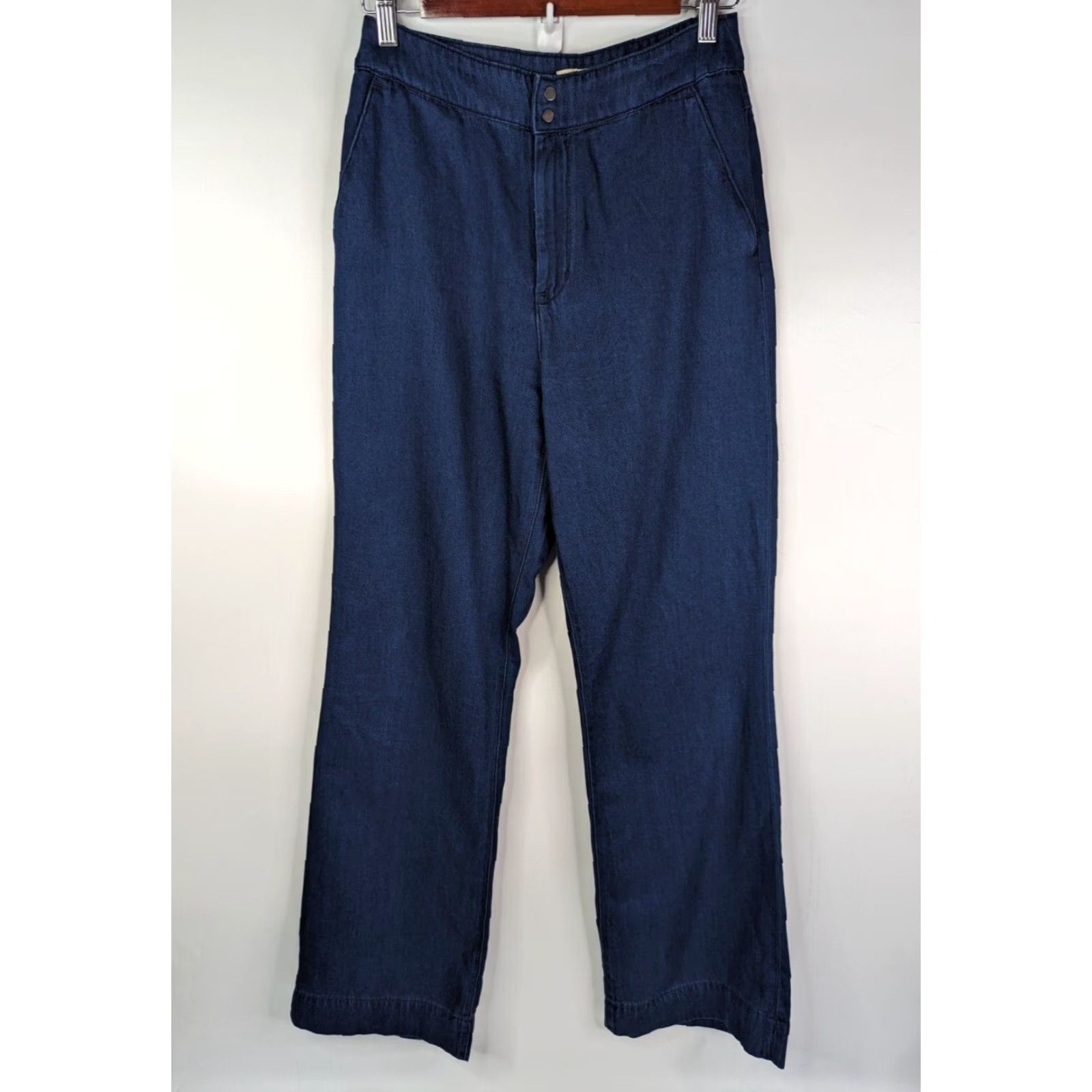 Uniqlo Uniqlo Jeans Women Indigo Wide-Leg Navy Blue Pants Size 4 5-Pocket Denim Cotton Regular Style 422303 Size 27" / US 4 / IT 40 - 2 Thumbnail