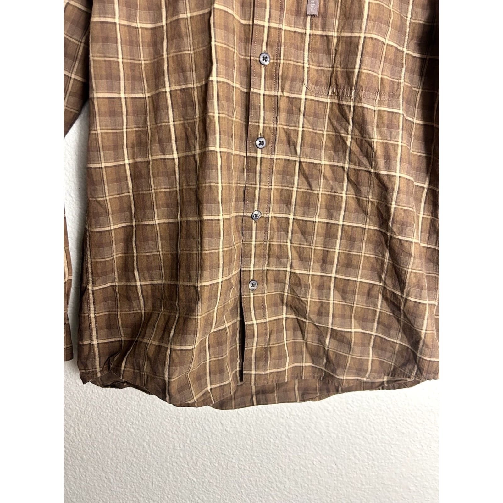 Vintage Columbia Shirt Mens Small Brown Plaid Cotton Button-Down Long Sleeve Size US S / EU 44-46 / 1 - 5 Thumbnail