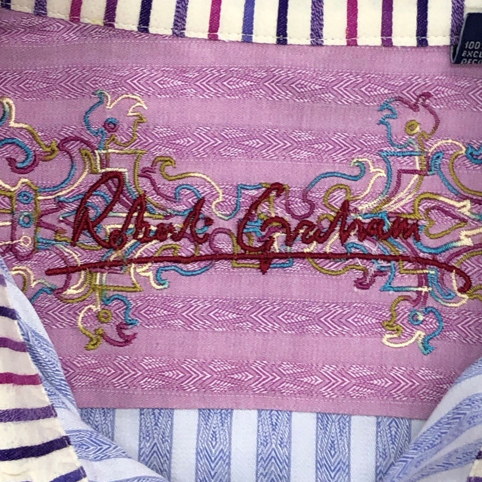 Robert Graham Robert Graham Shirt L Lilac Jacquard Stripe Button Contrast Size US L / EU 52-54 / 3 - 15 Thumbnail