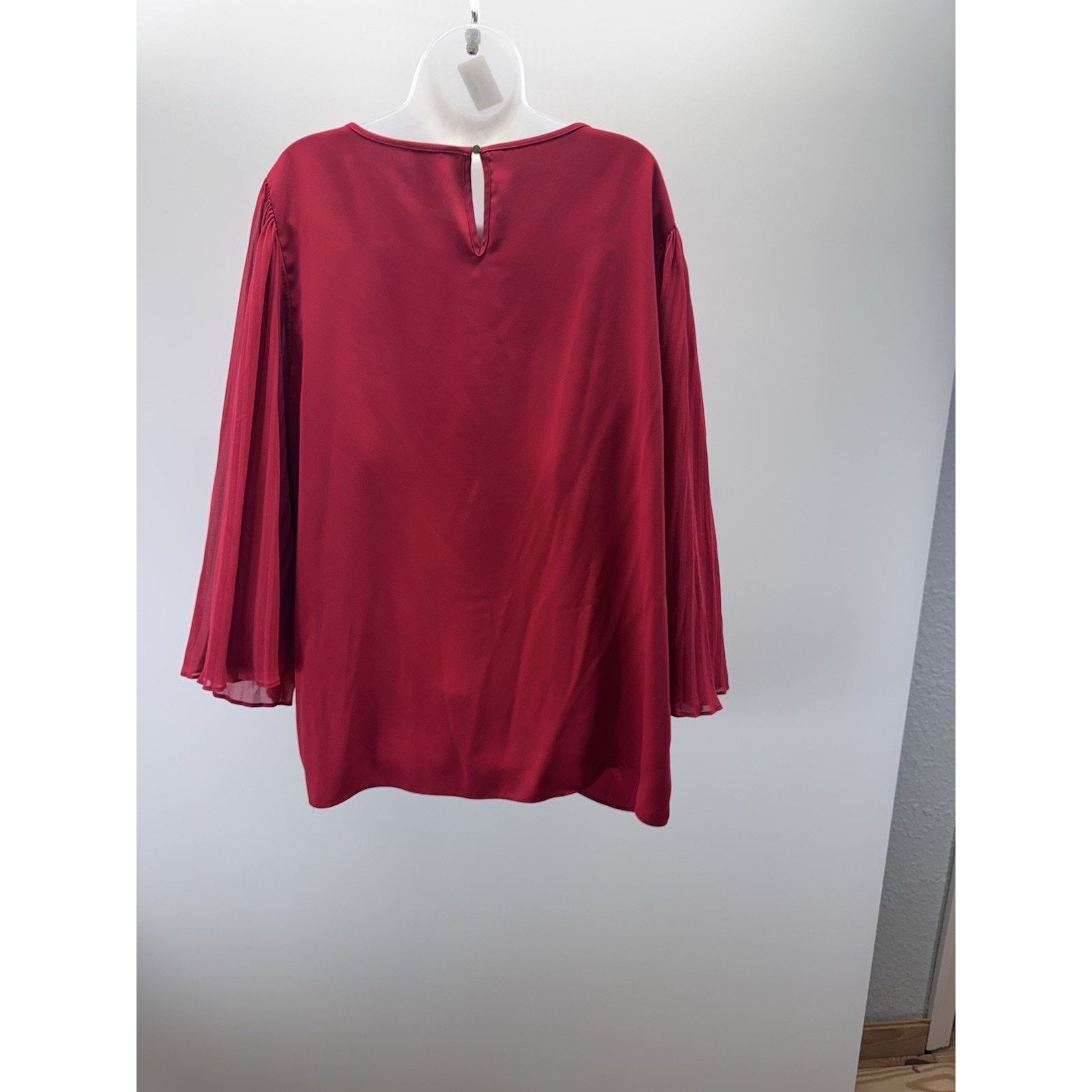 Chicos Chico's Red Accordion Pleated Blouse Women’s Size 3/XL Size XL / US 12-14 / IT 48-50 - 2 Thumbnail