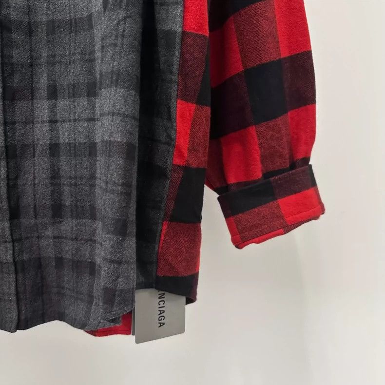 Balenciaga Balenciaga size 37 SS21 Black and Red Plaid Patchwork Embro Size US M / EU 48-50 / 2 - 4 Thumbnail
