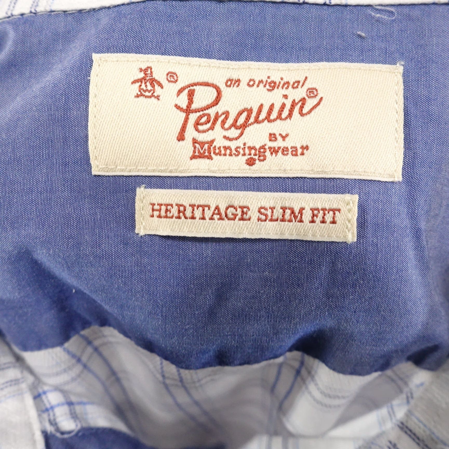 Vintage PENGUIN HERITAGE SLIM FIT CHECK DRESS SHIRT 16 WHITE MENS Size US L / EU 52-54 / 3 - 6 Thumbnail