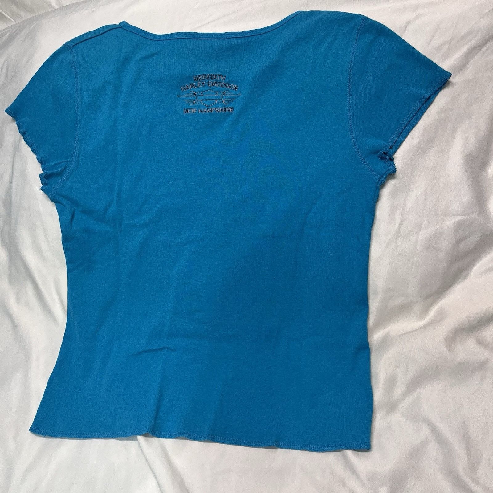 Harley Davidson Vintage Blue Lace Trim Neck Tshirt New Hampshire Size US M / EU 48-50 / 2 - 5 Thumbnail