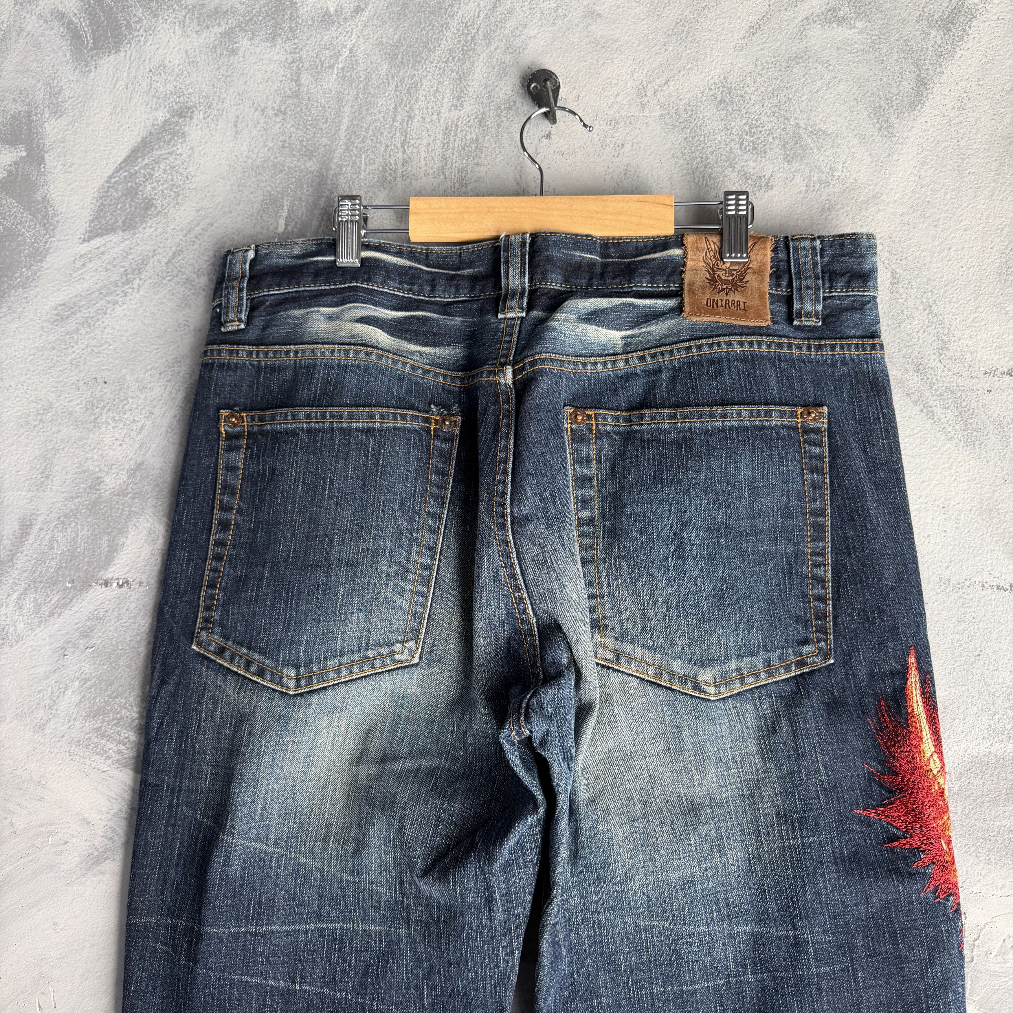 Oni Vtg Japanese ONI Jeans Mens Blue Arai Demon Embroidered Size US 36 / EU 52 - 5 Thumbnail