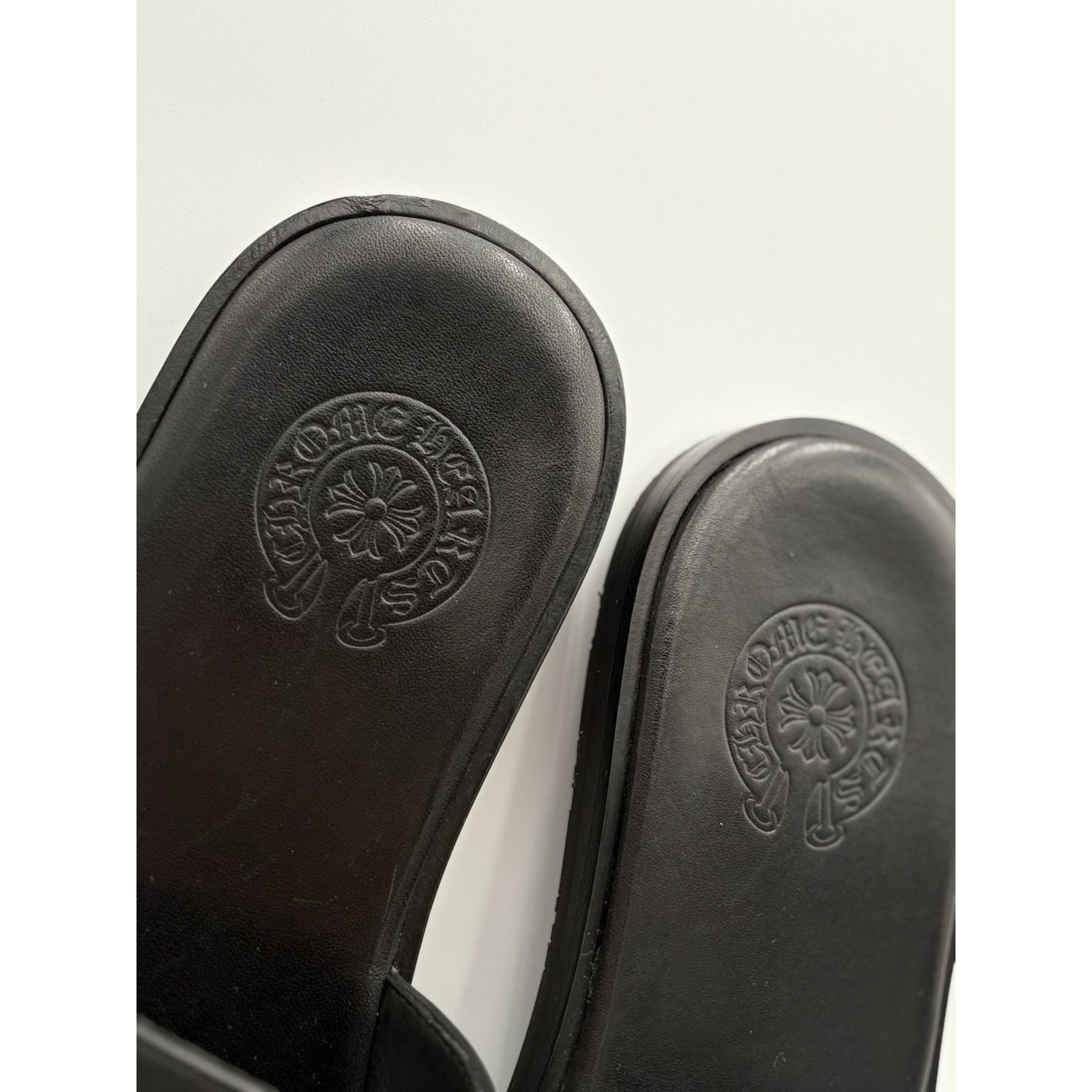 Chrome Hearts Chrome Hearts Leather Slides ' Black ' | SUPER CLEAN! Size US 8 / EU 41 - 12 Thumbnail
