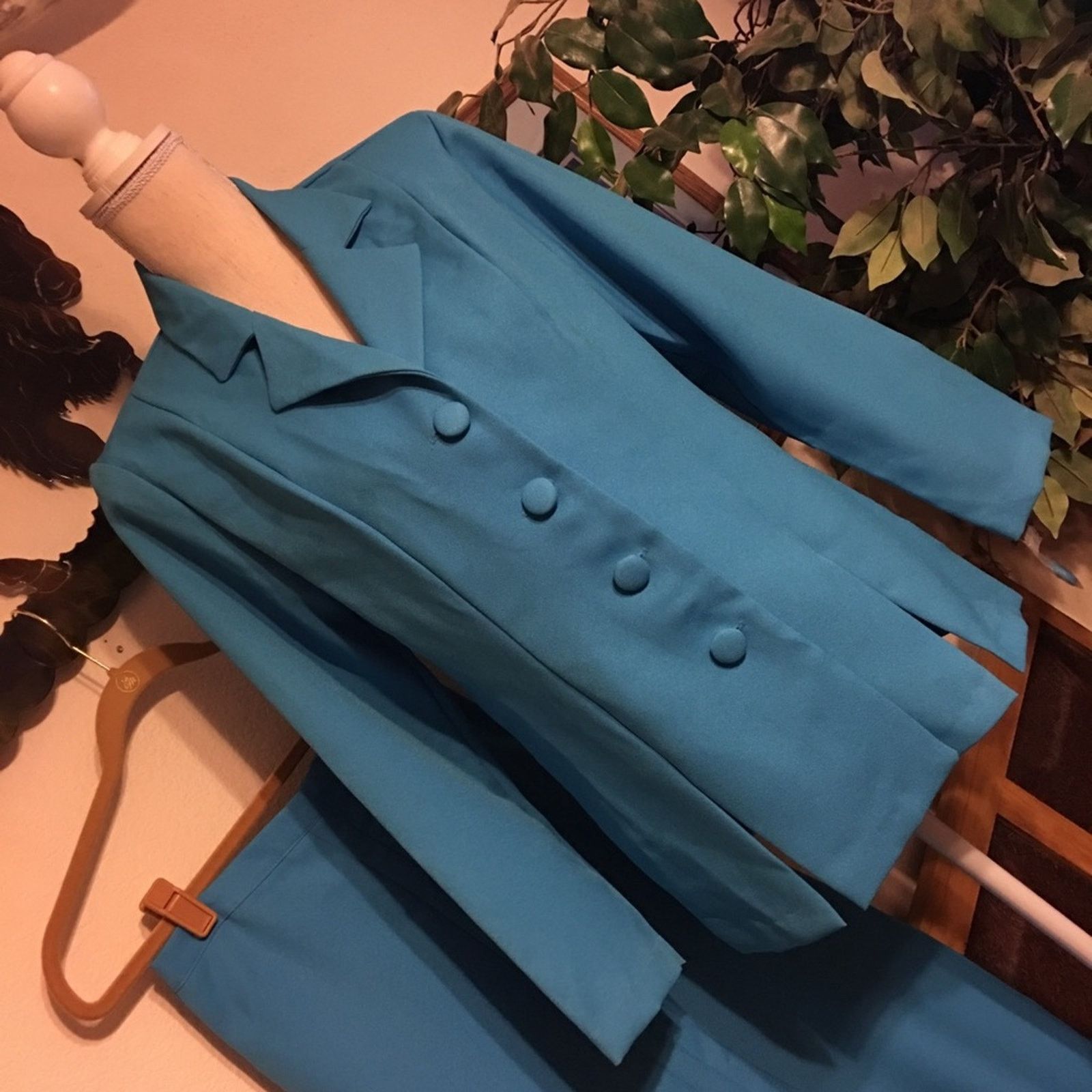 Vintage Ladies Prelude turquoise jacket and skirt set 8 Size M / US 6-8 / IT 42-44 - 2 Thumbnail