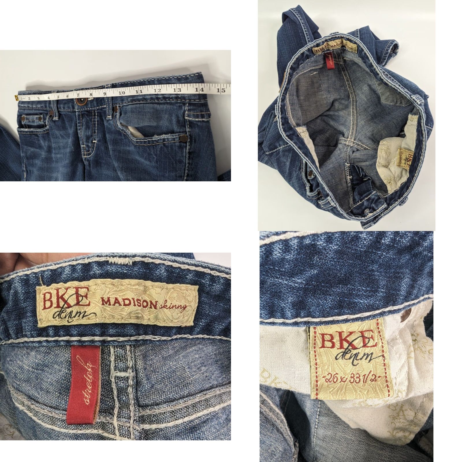 BKE BKE Madison Skinny Stretch Denim Jeans 26 Regular Blue Women Slim Fit BK14121L Size 26" / US 2 / IT 38 - 8 Thumbnail