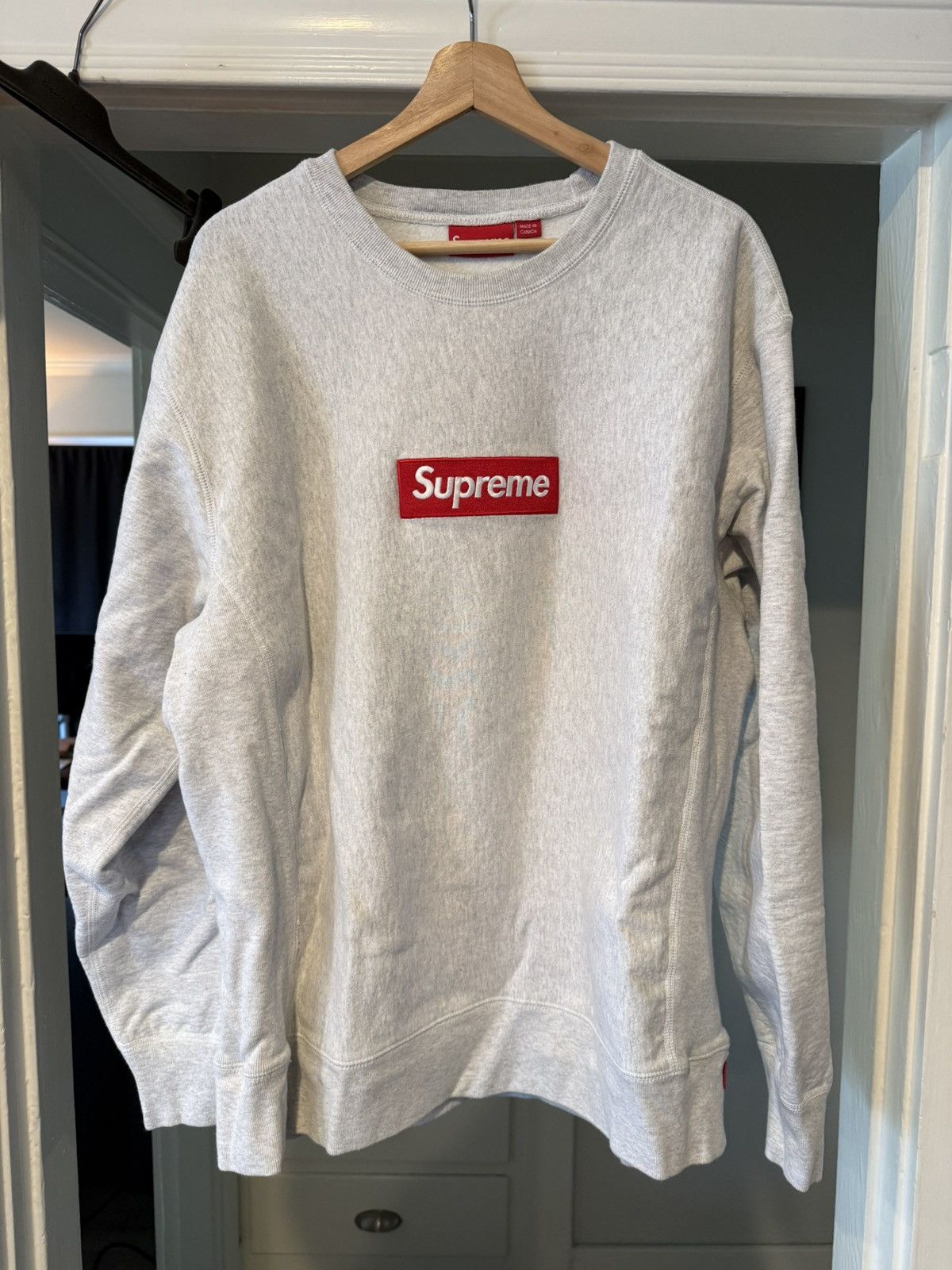Supreme Grey Box Logo Crewneck | Grailed