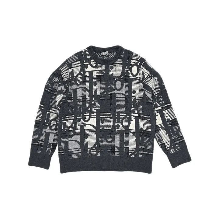Dior Dior Dior Grey Wool Knit Sweater with Pattern 0079-2507 Size US L / EU 52-54 / 3 - 2 Thumbnail