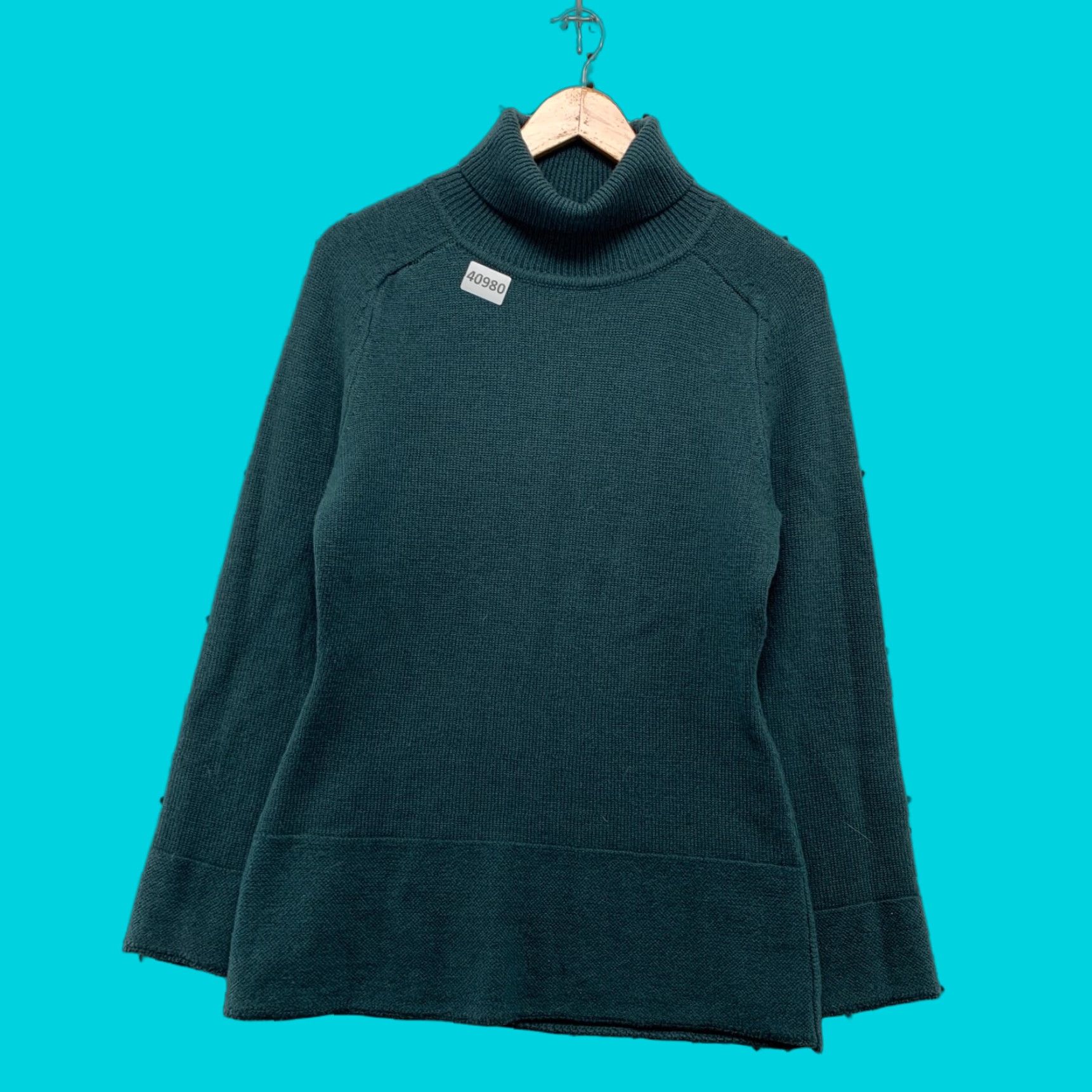 Vintage VINTAGE Marisa Christina Merino Wool Sweater Womens S Green Turtleneck Tight-Knit Long Sleeve 90s Size S / US 4 / IT 40 - 1 Thumbnail