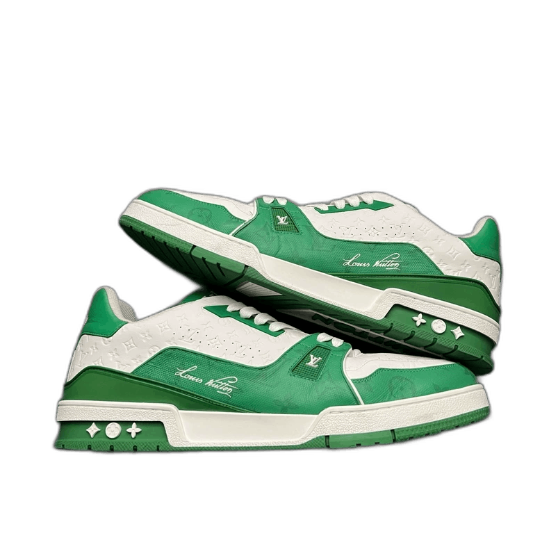 Louis Vuitton Louis Vuitton Louis Vuitton LV Trainer Sneakers Green Whit Size US 12 / EU 45 - 1 Thumbnail