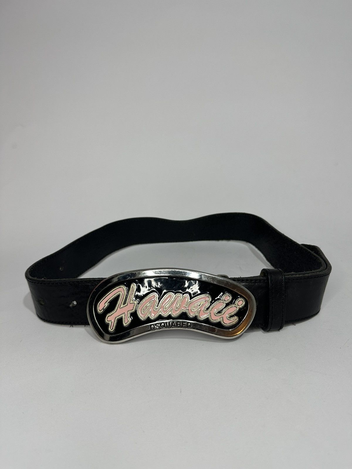 Dsquared2 Dsquared2 Hawaii Buckle Black Leather Belt. Size ONE SIZE - 2 Thumbnail