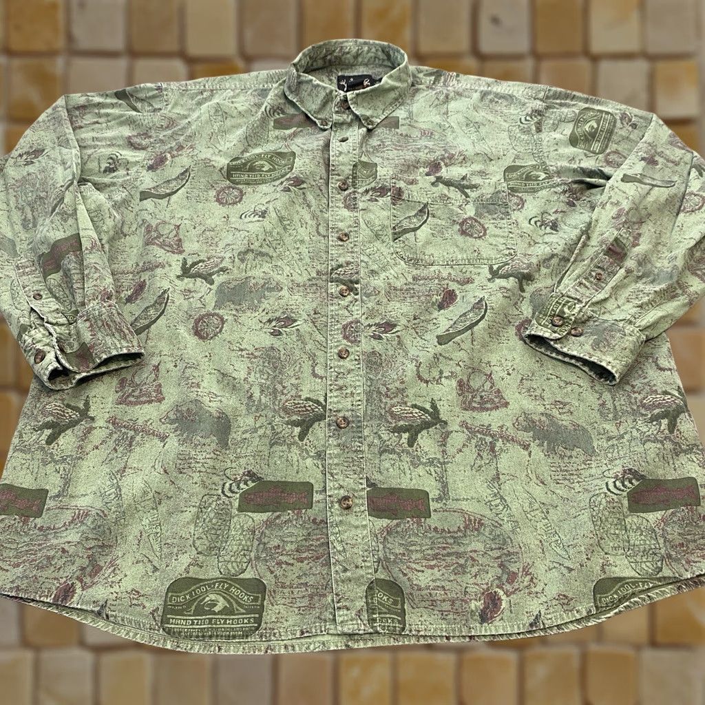 Vintage Cabela's Dick Idol Shirt Mens XLT Western Hunting Long Sleeve Button-Up Collared Geometric Aztec vtg Size US XL / EU 56 / 4 - 1 Thumbnail