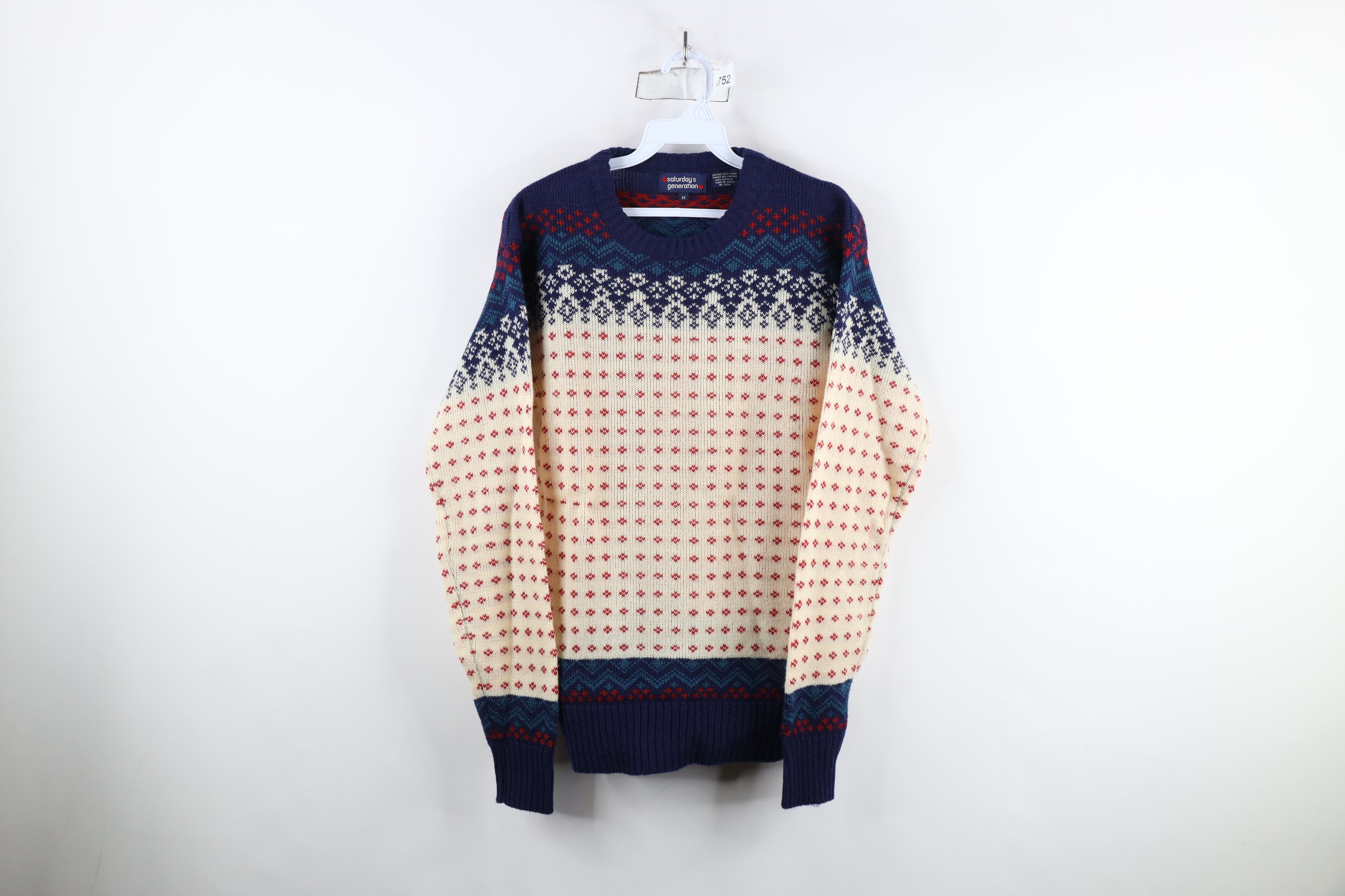 Vintage Vintage 70s Streetwear Fair Isle Knit Crewneck Sweater Size M / US 6-8 / IT 42-44 - 1 Thumbnail
