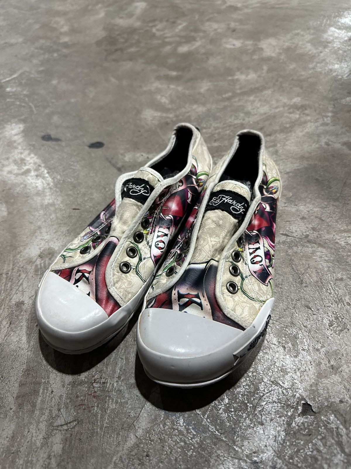 Ed Hardy Ed Hardy “Love Kills Slowly” Lowrise Slip-On Sneakers Size US 7 / IT 37 - 4 Thumbnail