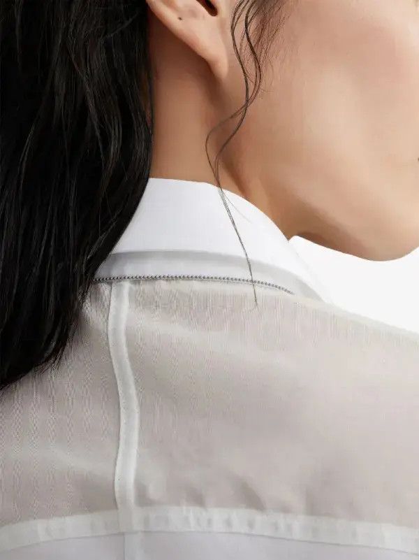 Brunello Cucinelli o1w1db10825 Blouse in White Size M / US 6-8 / IT 42-44 - 5 Thumbnail
