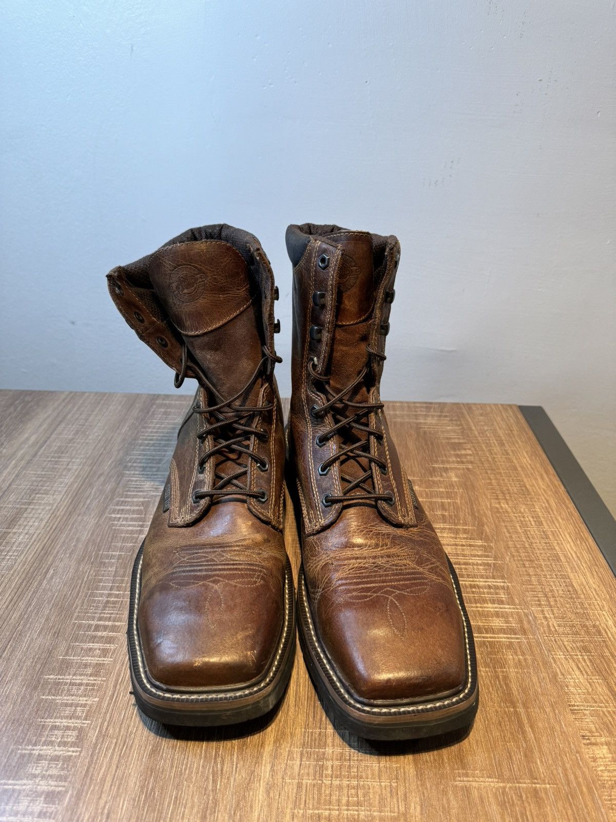 Justin Boots Justin Original Work Boots 8” Pulley Steel Toe Men's Sz 13 Size US 13 / EU 46 - 3 Thumbnail