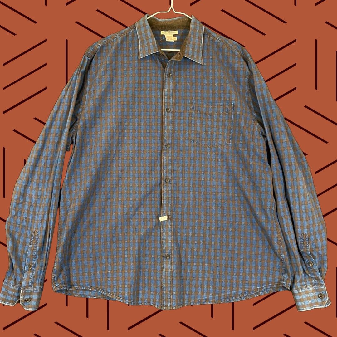 Carbon2Cobalt VINTAGE Carbon2cobalt Mens XL Flannel Shirt Long Sleeve Button-Up Plaid Cotton Casual Winter Winter Blue Brown Size US XL / EU 56 / 4 - 1 Thumbnail