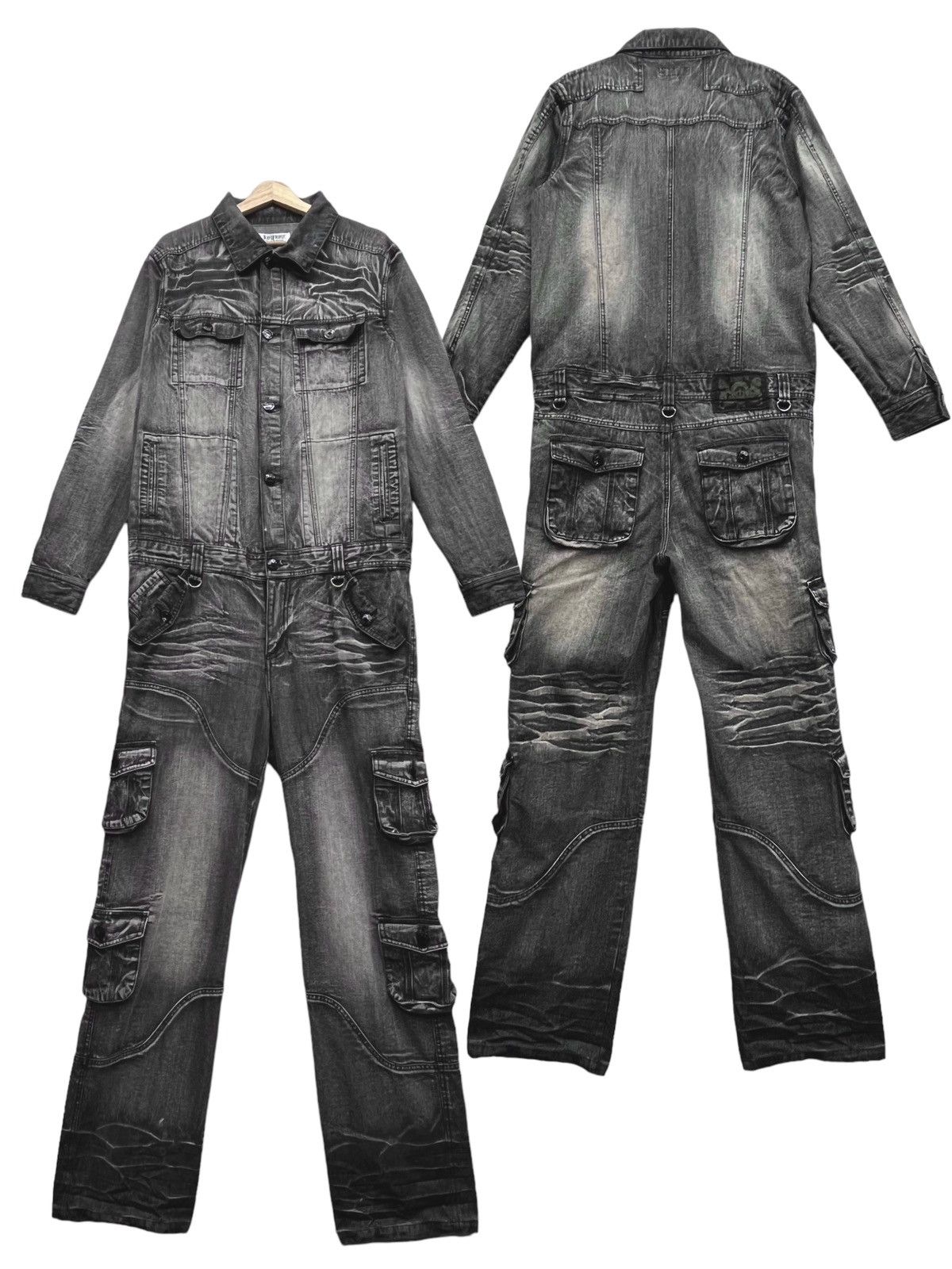 LOWBOX 🔥☠️Vtg LOWBOX Punk Multipocket Cargo Denim Coverall Size US 34 / EU 50 - 1 Thumbnail