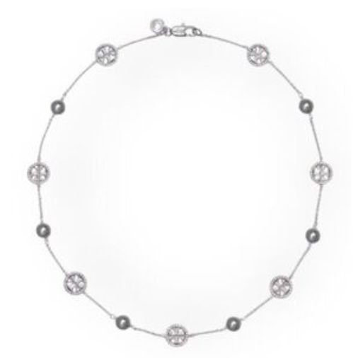 Tory Burch Tory Burch Silver Miller Pavé Pearl Necklace Size ONE SIZE - 1 Thumbnail