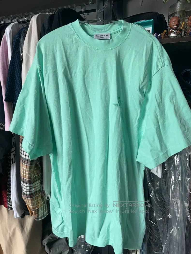 Balenciaga Mint Green Embroidered Short Sleeve
