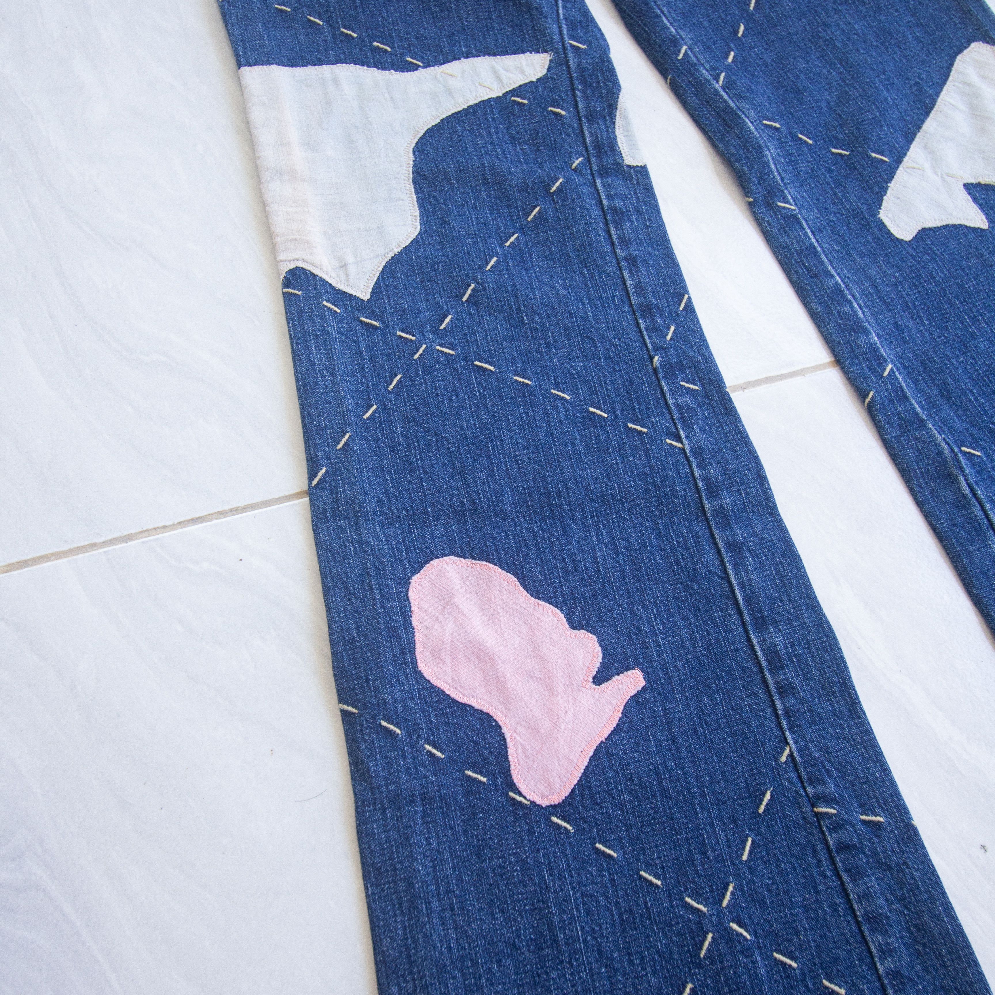 Japanese Brand Patchwork Flare Jeans by Fullmarks Size US 29 - 6 Thumbnail