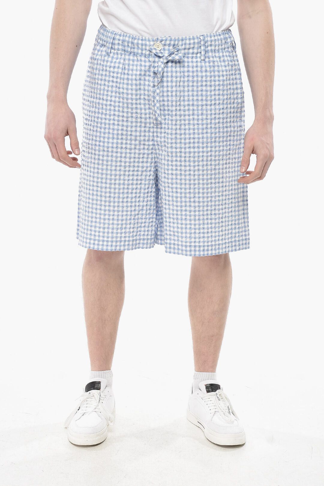 Marni Seersucker Cotton Shorts With Gingham Pattern Size US 31 - 1 Thumbnail