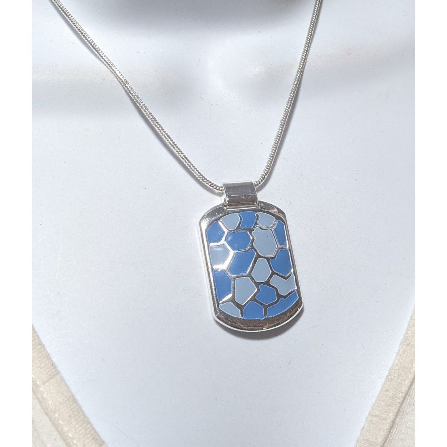 Other Abstract Blue And Silver Enamel Pendant Necklace Size ONE SIZE - 7 Thumbnail