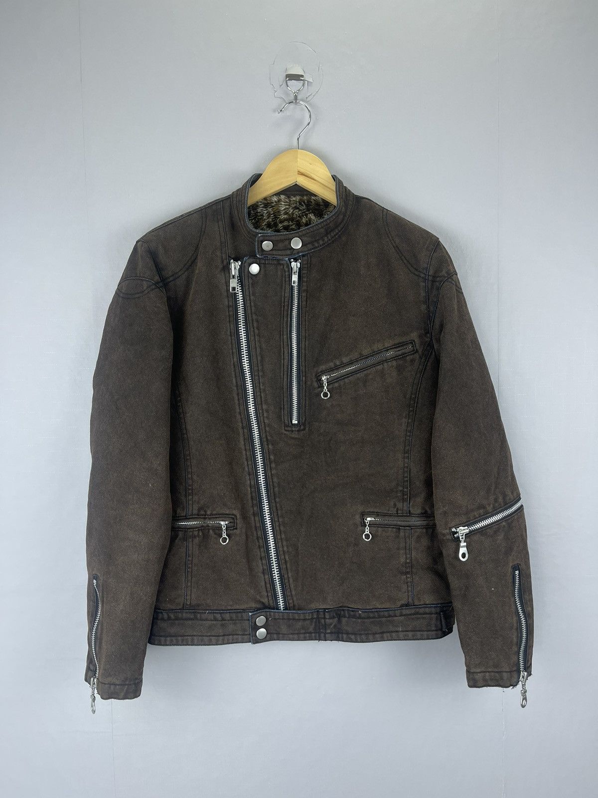 Pre-owned If Six Was Nine X Vintage The Different Rupert Multipocket Leather Jacket In Brown