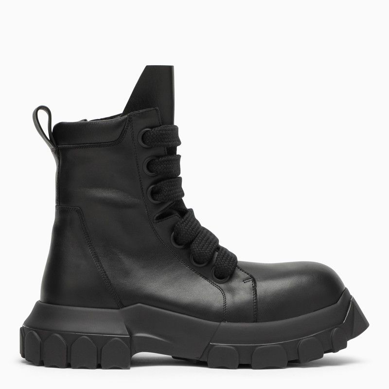 image of Rick Owens Black Leather Lace-Up Boot, Men's (Size 9)