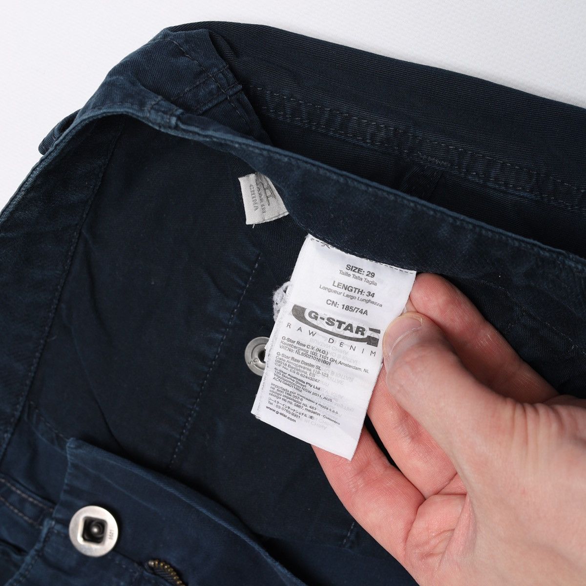 G-Star G Star Raw Cargo Pants Navy Patchwork Double Knee Workwear Size US 29 - 9 Thumbnail