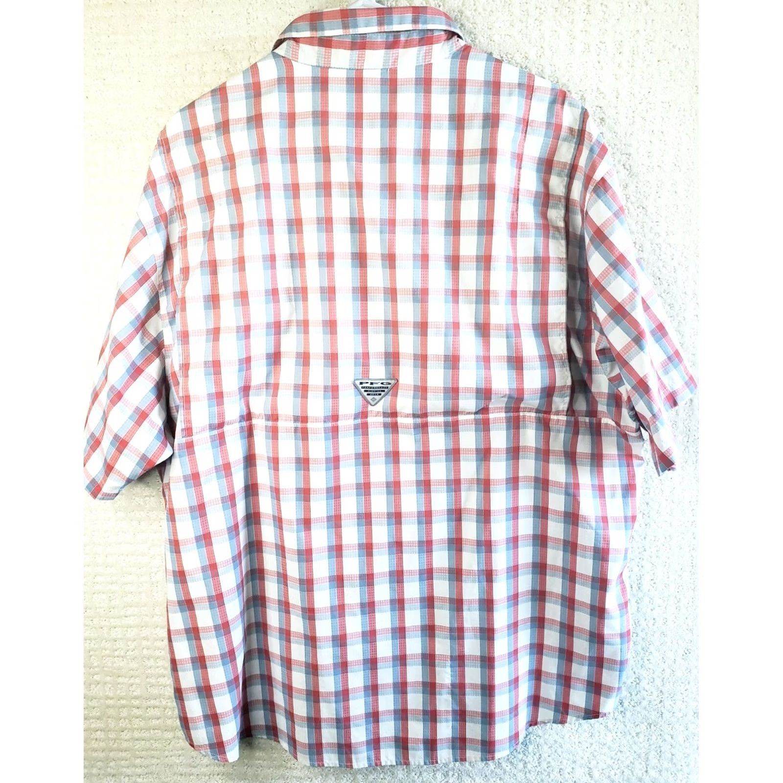 Vintage Columbia Mens XL PFG Super Tamiami S. Sleeve Red White Blue Plaid Button Shirt Size US XL / EU 56 / 4 - 7 Thumbnail