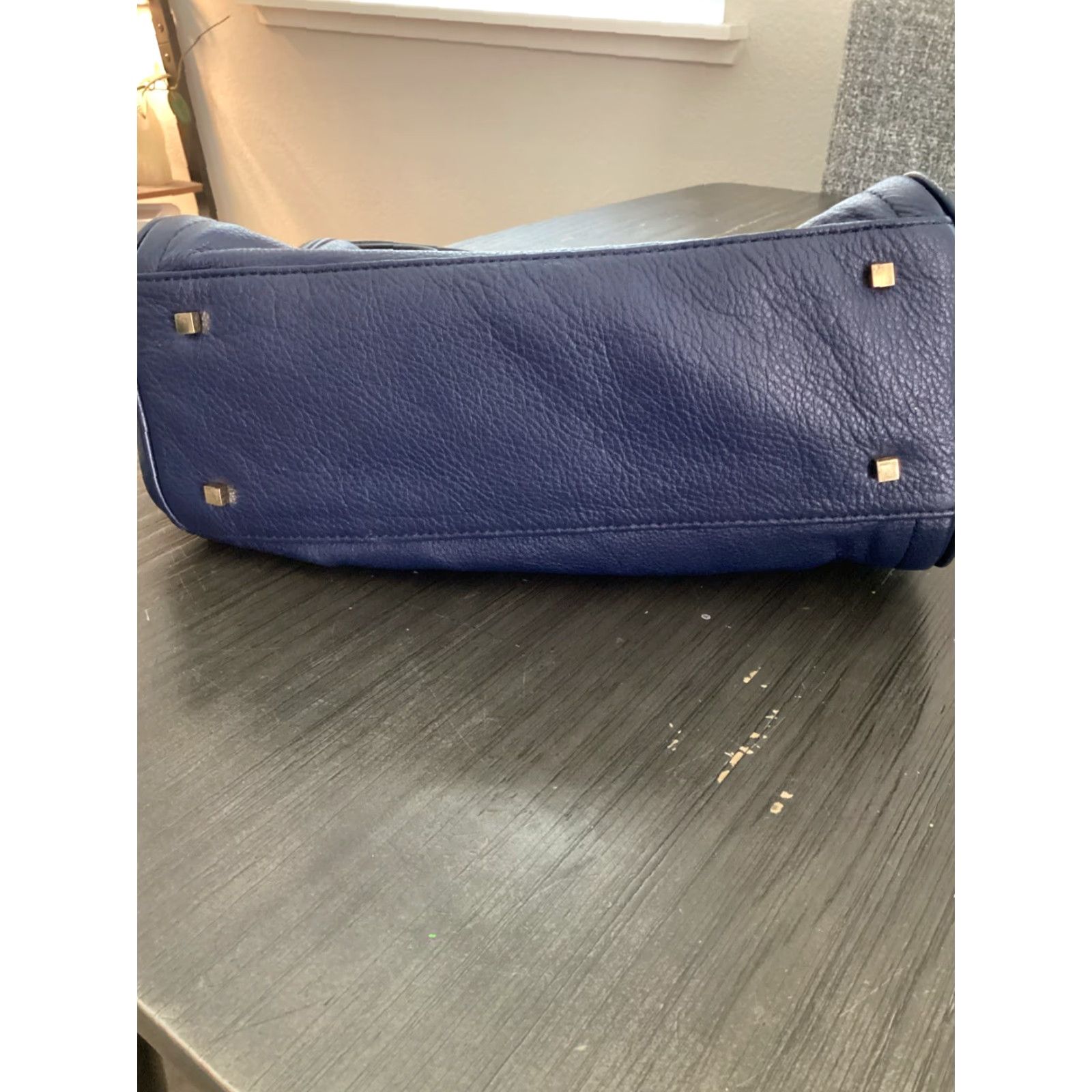 Vince Camuto Vince Camuto Leather Zip Tote Bag for Women - Blue Gold, Medium, Double Handles, Gold-Plated Hardware Size ONE SIZE - 4 Thumbnail