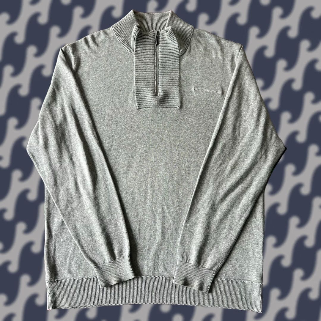 Vintage Porsche Sweater Mens 2XL Gray Herren 1/4 Zip Pullover Embroidered B9 Size US XXL / EU 58 / 5 - 1 Thumbnail