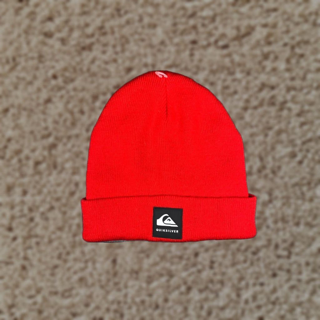 Quiksilver Beanie Toque Adult One Size Red Knit 100% Acrylic Snowboard Winter