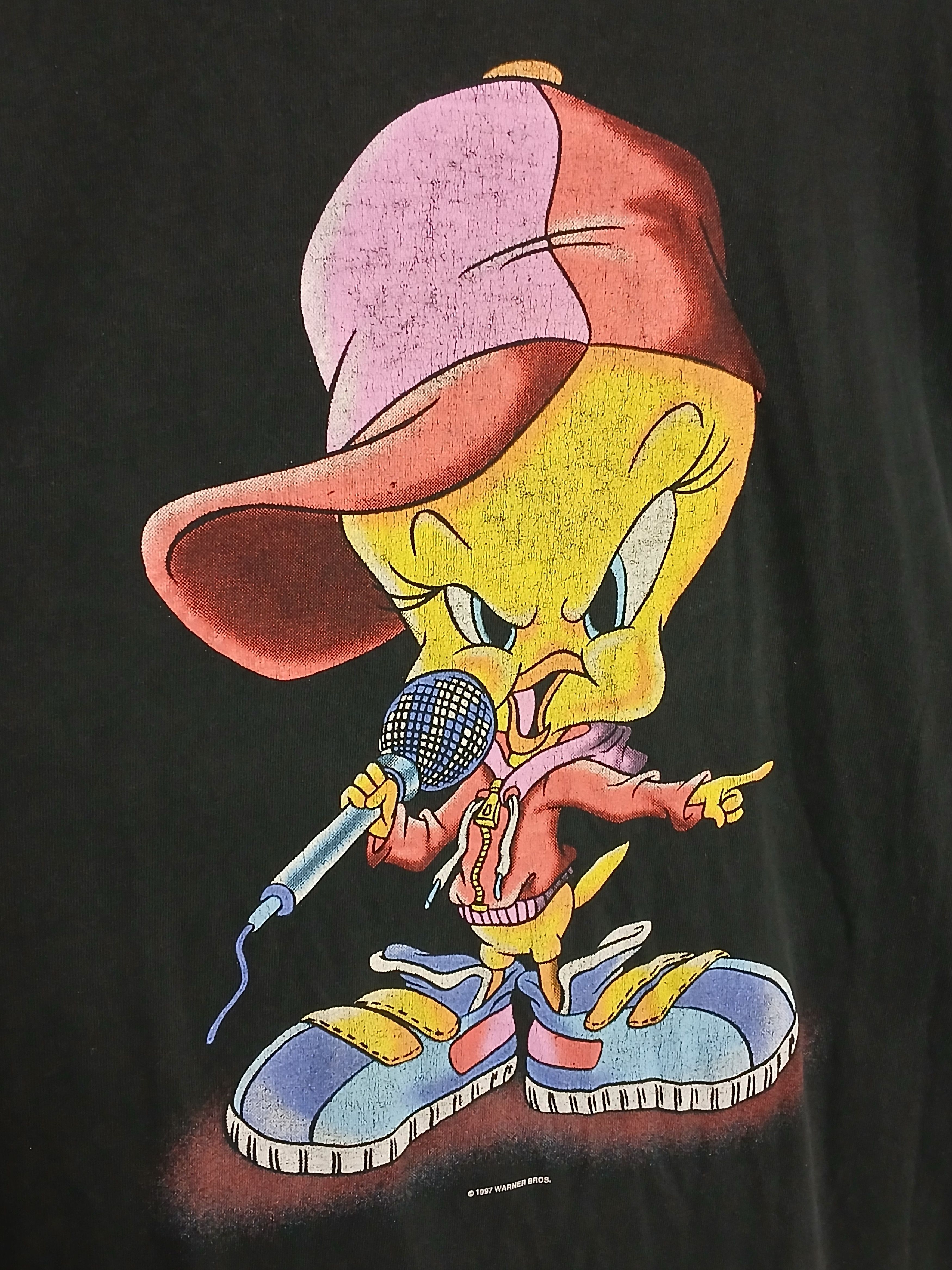 Cartoon Network × Vintage × Warner Bros Vintage 1997 Looney Tunes Tweety Single Stitch T-Shirt Size US L / EU 52-54 / 3 - 3 Thumbnail