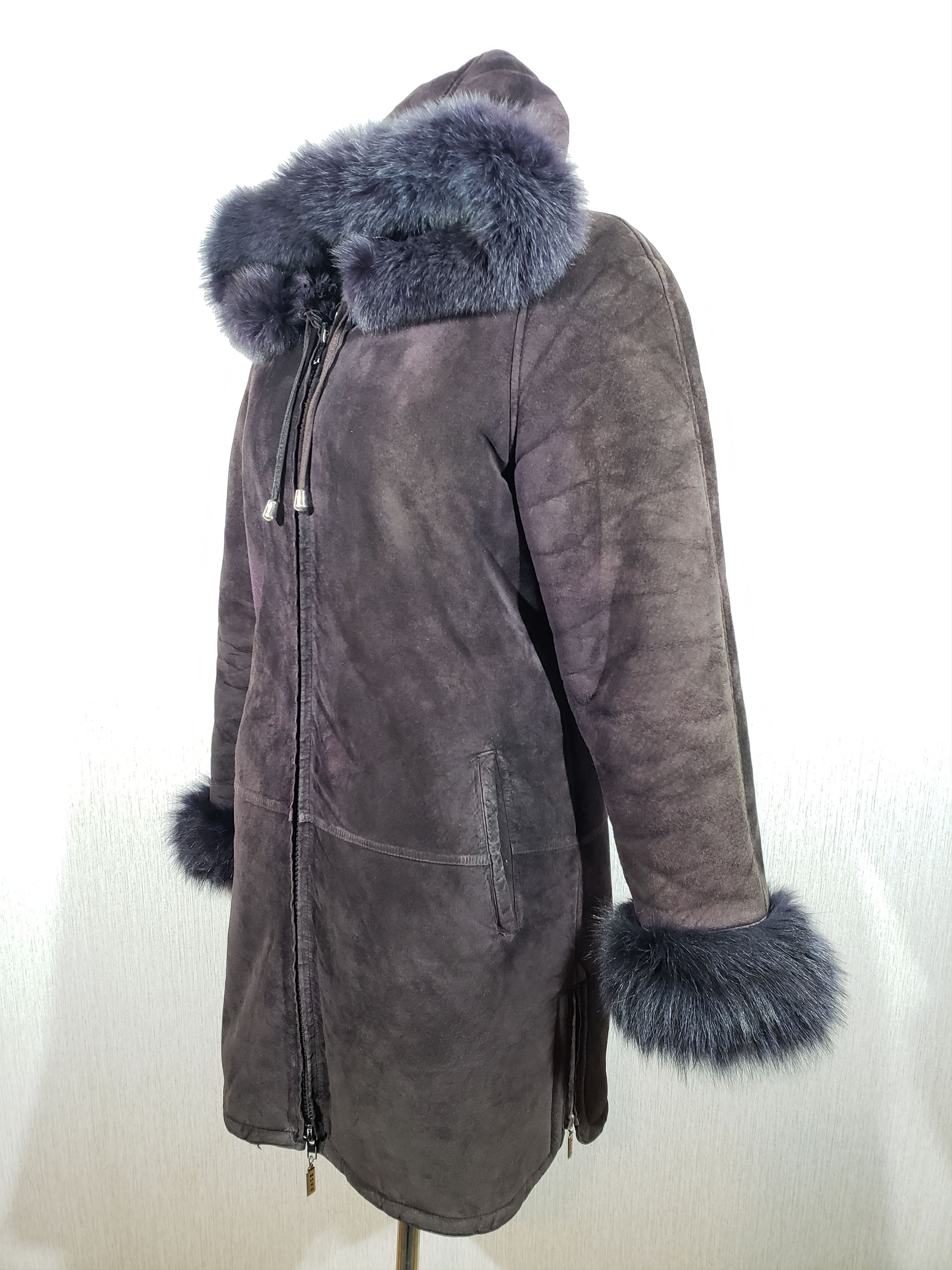 Other Stylish purple sheepskin coat with a hood. Size L / US 10 / IT 46 - 4 Thumbnail
