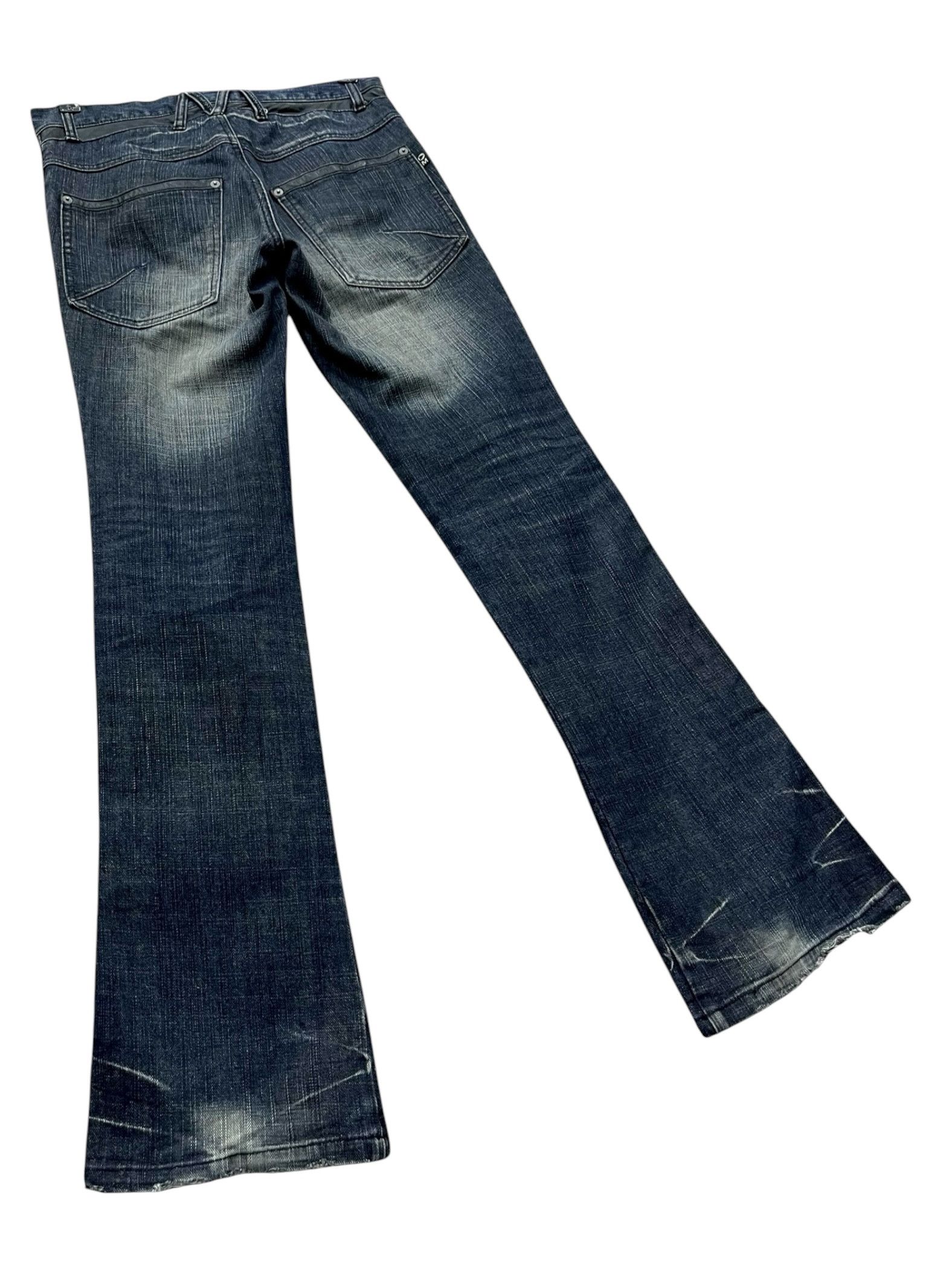 Morgan Homme 🔥VIntage MORGAN HOMME Side Seam Leather Mudwash Flare Denim Size US 30 / EU 46 - 4 Thumbnail