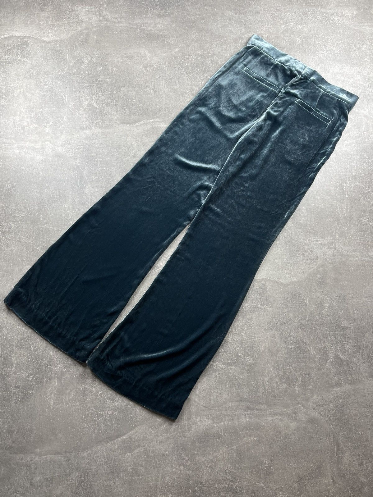 Brunello Cucinelli Brunello Cucinelli Blue Velvet Silk Wide Leg Pants Italian Size 28" / US 6 / IT 42 - 4 Thumbnail